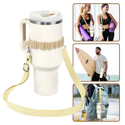 Eary Silicone Portable Water Bottle Carry Strap Handle Adjustable Water Bottle Sling Carrier With Strap Universal Cup Accessory