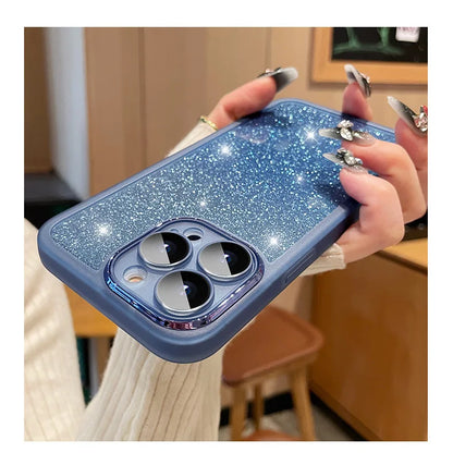 Fashion Bling Glitter Phone Case  For iPhone 16 E 15 Pro Max 14 Plus 13 12 11 Luxury Shockproof Bumper Silicone Clear Back Cover