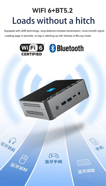 MOREFINE M9S Mini PC 12th Gen Intel i3 N305 N300 N200 ES QS PCIE3.0x4 2xLAN Home /Office Computer Windows 11 NUC WiFi6 Firewall