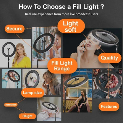 10" 26cm LED Selfie Ring Light Photography Video Light RingLight Phone Stand Tripod Fill Light Dimmable Lamp Trepied Streaming