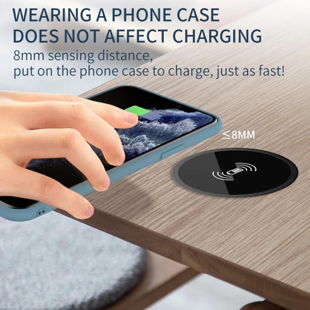 Built in Desktop Device Fast Wireless Charger 30W Quick Charger 3.0 Embedded Caricabatter Tipe C Chargeur Induction Charging