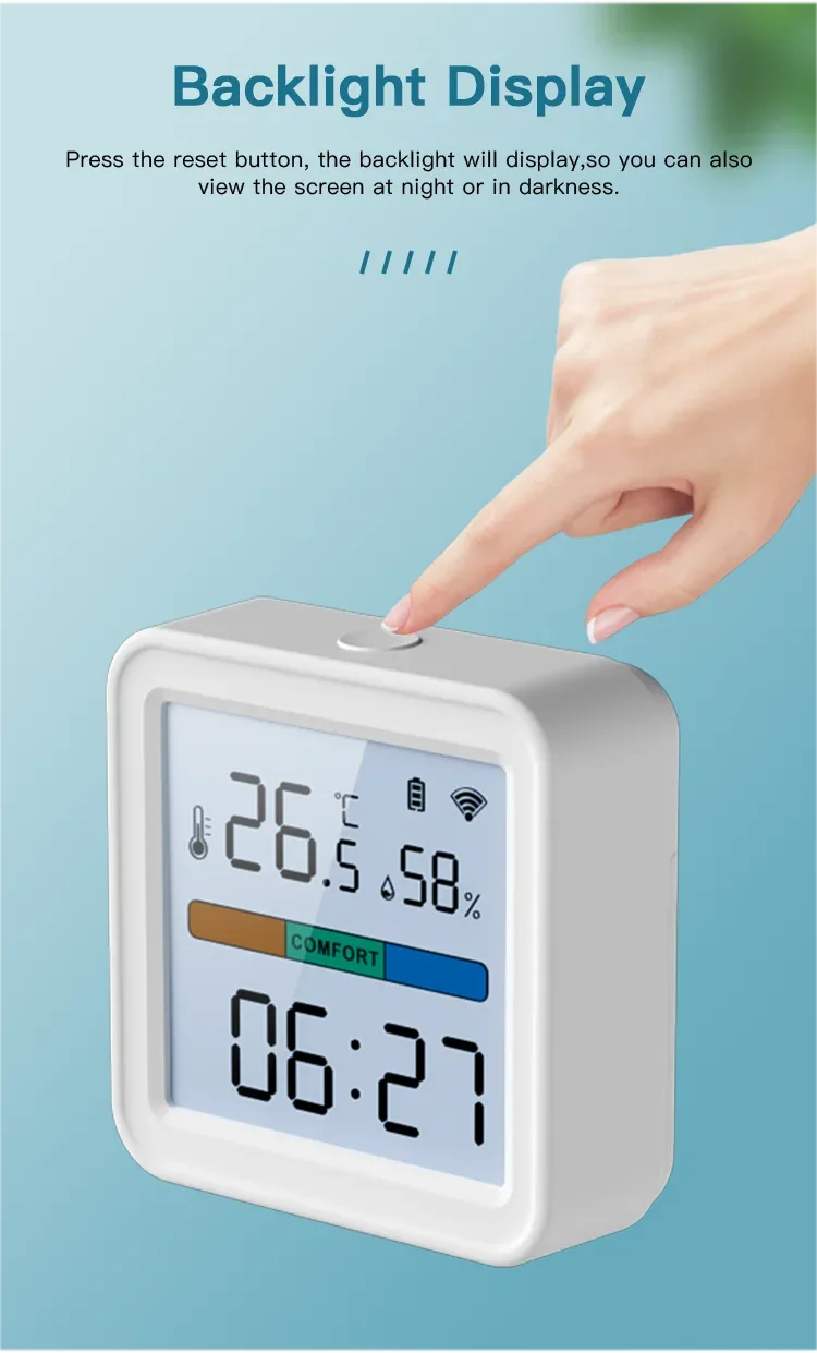 Tuya New WiFi Temperature Humidity Sensor Smart Life Backlight Hygrometer Thermometer Sensor Support Alexa Google Home Assistant