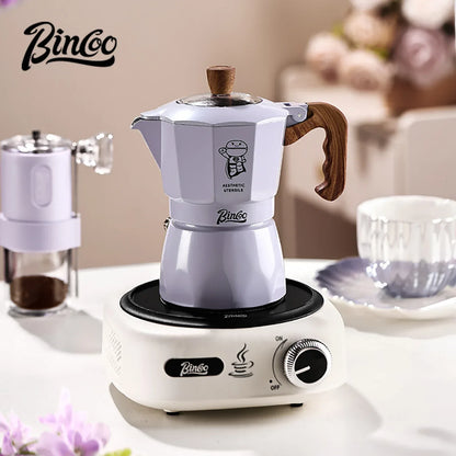 Double Valve Moka Pot Coffee Mocha Pot Set Espresso Moka Pot Electric Stove Heated Brewed Coffee Pot Italian Barista Tools 220v