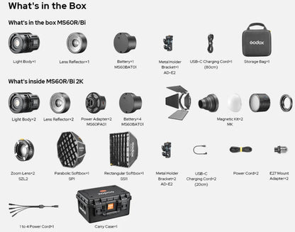 Godox MS60R RGB MS60Bi Bi-Color LED Light For Film, Broadcast & Video Production - KNOWLED Series