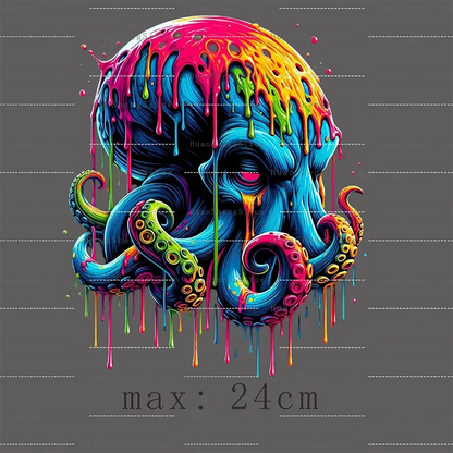Color Fluid Painting Ironing Sticker Clothes DTF Fashion T-shirt Hoodie DIY Jacket Patch Hot Paste Paper