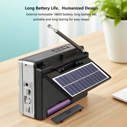 Vintage Solar AM/FM/SW Bluetooth Speaker Radio with USB/TF MP3 Player, Rechargeable Battery FM Receiver Radio for Home&Outdoor