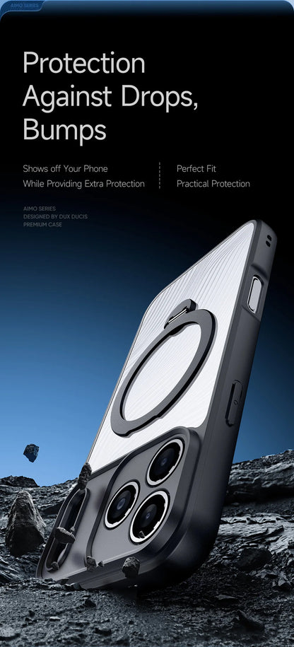 DUX DUCIS Magnetic Phone Case for iPhone 17 Pro Max & iPhone 17 Air Back Stand Cover with Transparent Flowing Lines Design