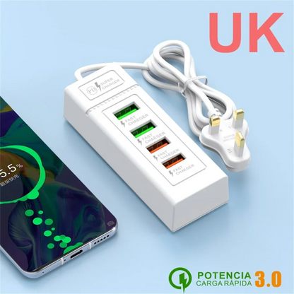 4Ports USB Fast Charger Station USB Multi Splitter Adapter USB C Expander Portable Travel Charger For iPhone Xiaomi Mobile Phone