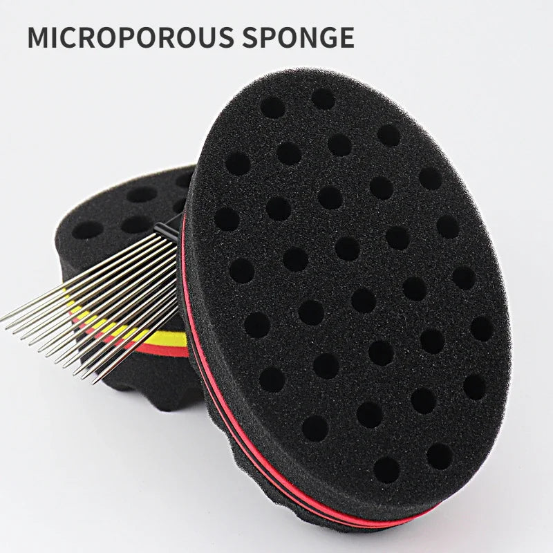 5pcs Oval Double-Side Magic Twist Hair Brush Sponge,Sponge Brush for Natural,afro Coil Wave Dread Sponge Brushes