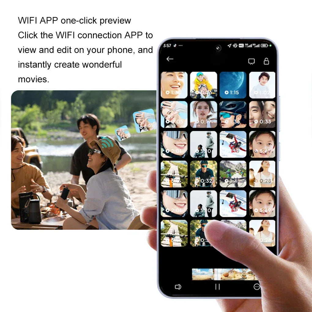 2.7K HD FPV Glasses Camera Wearable WiFi Video Camcorder 110°Wide Angle Lens Anti-shake 0.96" APP Control FPV Camera