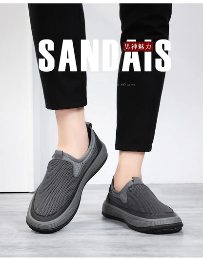Men's mesh shoes 2026 summer new solid color versatile single shoe breathable soft sole lightweight casual shoes