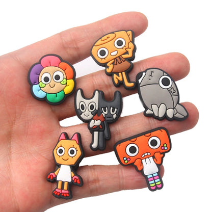 12pcs Dandys World Game series Shoe Charm PVC Decorations Assorted Style Detachable Waterproof Suitable summer For Gift ideal