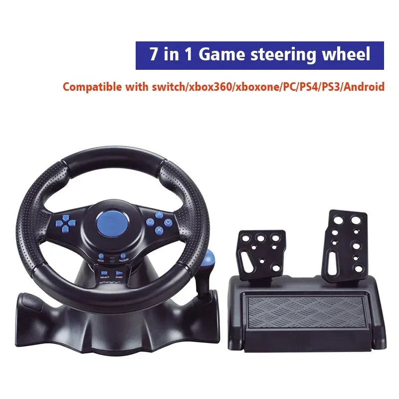 DATA FROG Racing Steering Wheel Vibration Controller Sim Racing Wheel with Pedals for PC Gaming Console Universal Gamepad