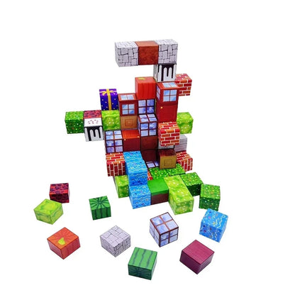 Creative Magnetic Building Block Bricks My Famous Scene World Architectural Set DIY Model Kids Toy Christmas Gifts for Boy Girls
