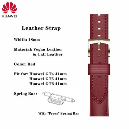 Original 18mm Watch Strap for Huawei GT6 GT5 41mm Leather Strap GT4 41mm FKM Sport Band for GT5pro 42mm Women Calf Leather Band