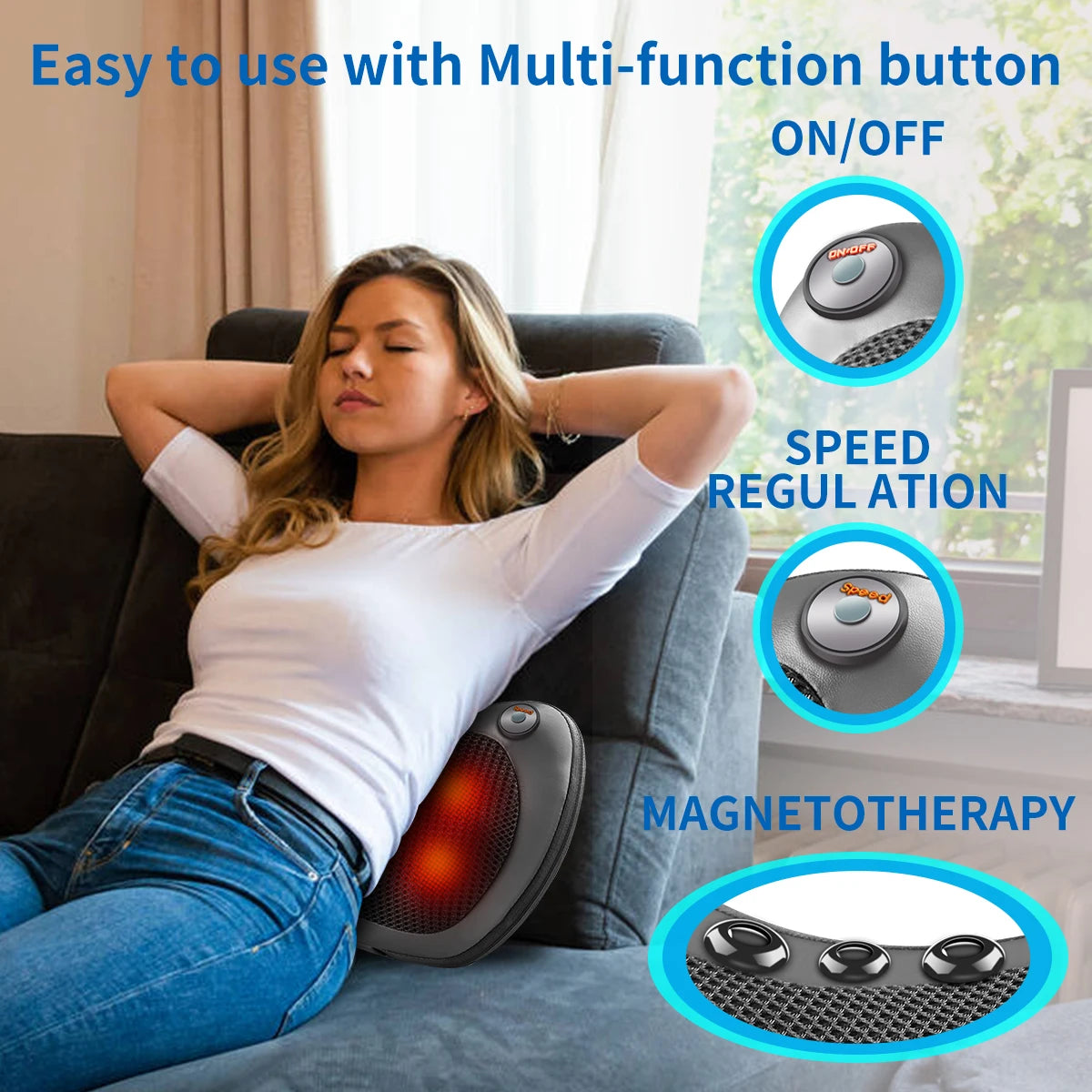 Head Neck Shoulder Back Massage Pillows Kneading Infrared therapy shiatsu  relaxation pillow massager
