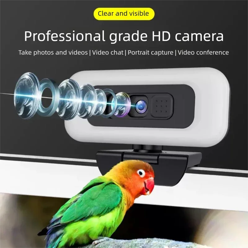 4K Webcam with Light Full HD 2K 1080P Live Streaming Web Cam for PC Laptop Auto Focus Computer Camera with Microphone