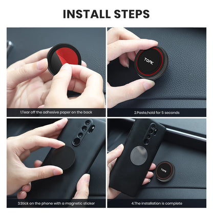 TOPK MagneticCarPhoneHolder Mount - Enhanced Version Strong Magnet 360° RotationHigh/LowTempResistant with Improved Adhesion