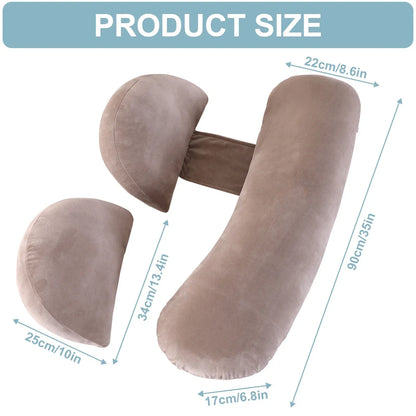 Pregnancy Pillow Maternity Pillow for Side Sleeping Soft Pregnancy Body Pillow Maternity Pillow w/ Detachable Adjustable Pillow