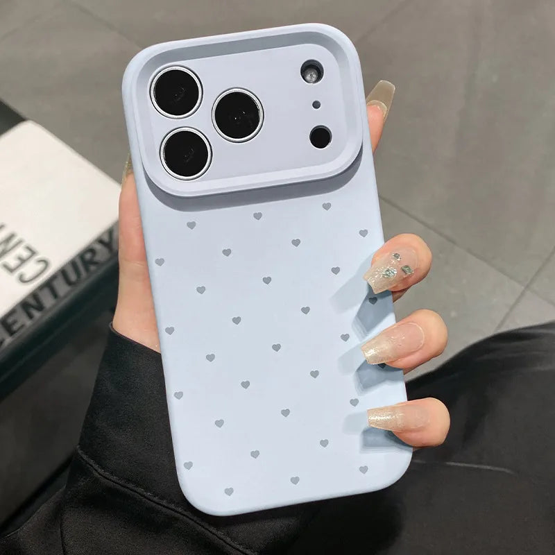 Cute Love Heart Candy Color Matte Case for iPhone 17 16 15 Pro Max 14 Plus 12 13 11 Air Soft Liquid Silicone Ultra Slim Cover
