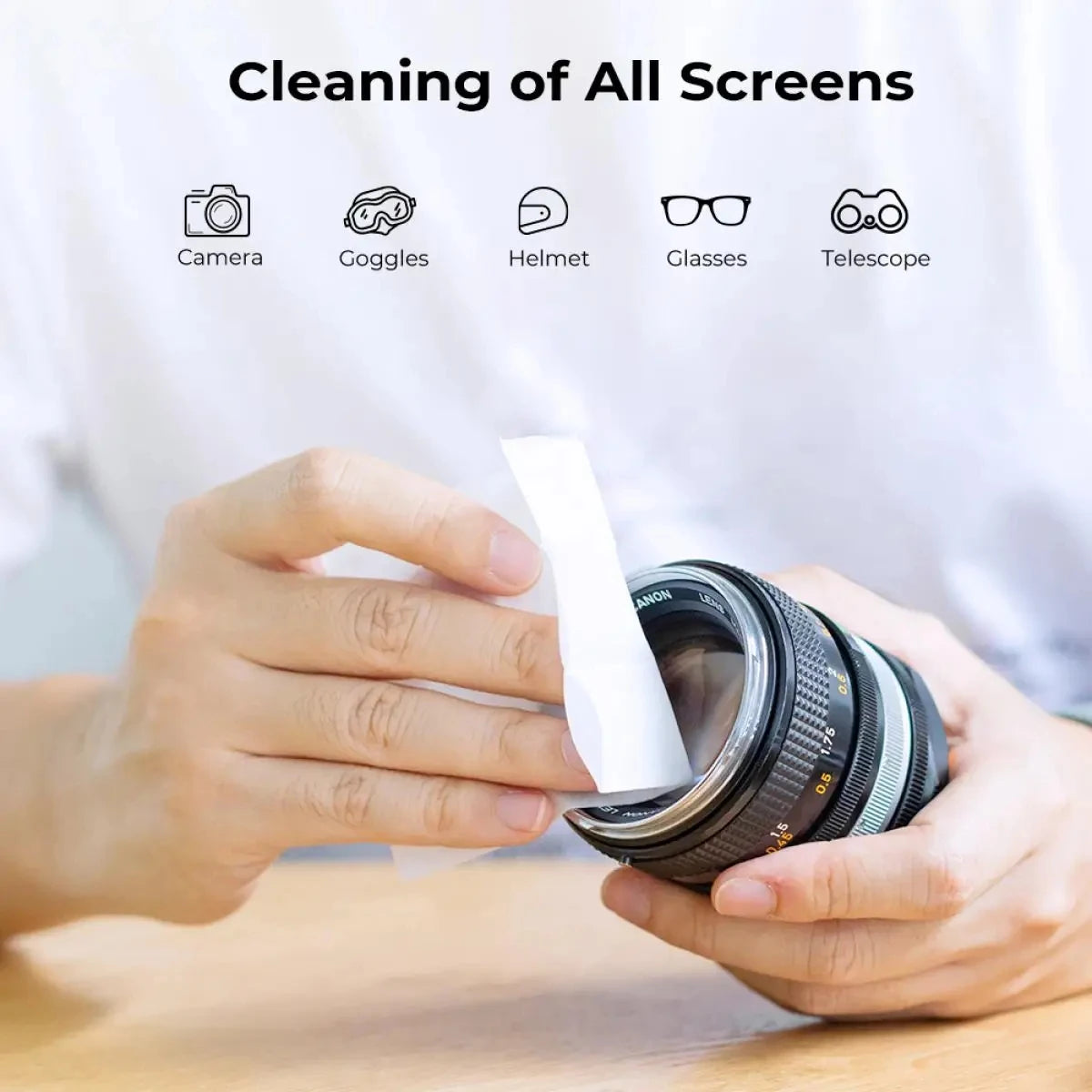K&F Concept 50 120 PCS Cleaning Wipes Individually Wrapped Anti Fog Wipe Suitable Camera Lenses Eyeglasses Tablets Mobile Screen