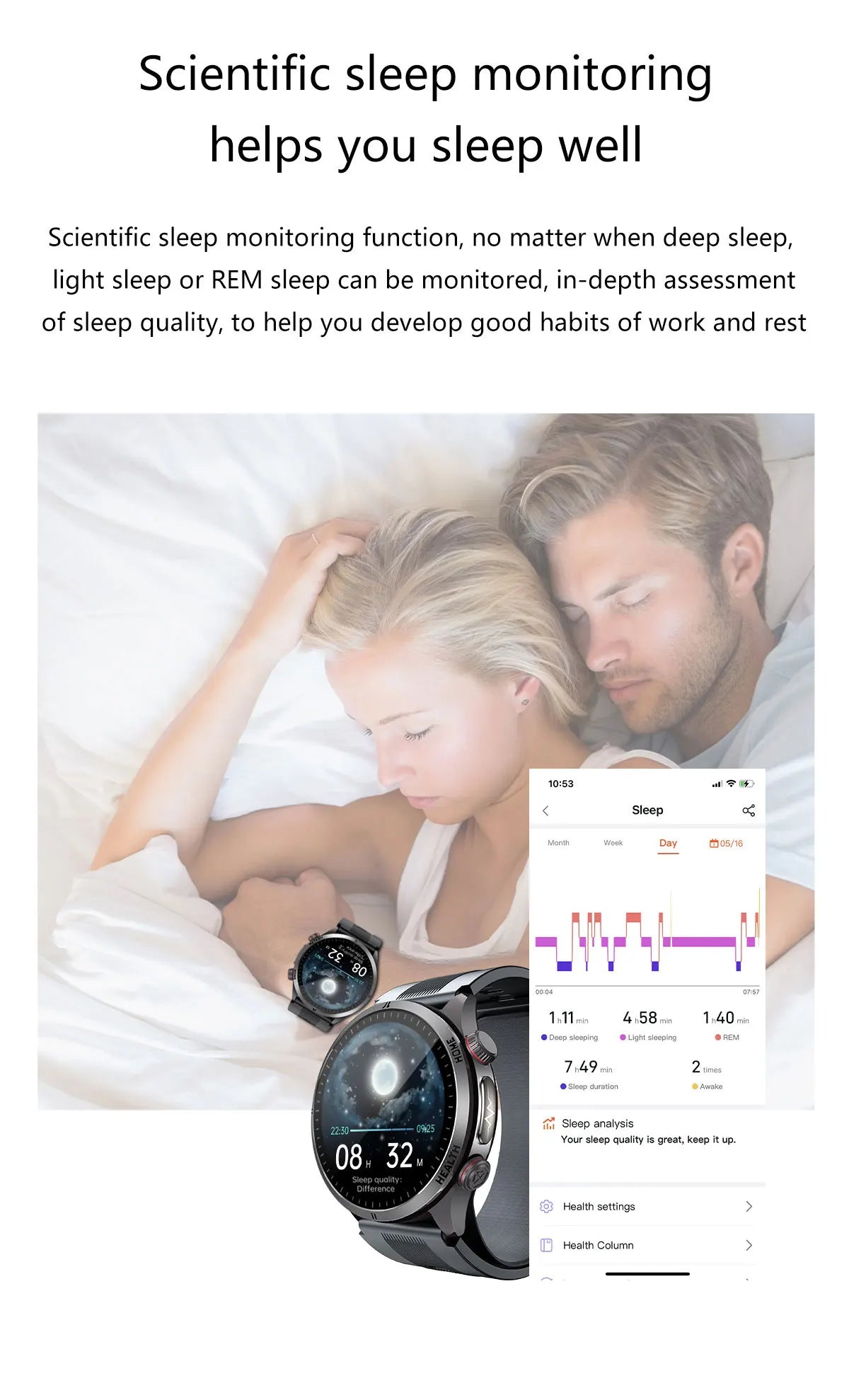 New Blood pressure Non-invasive Health Monitor Airbag Sports Smart Watches ECG+PPG Precise 1.43-inch AMOLED Calls Smartwatch NFC