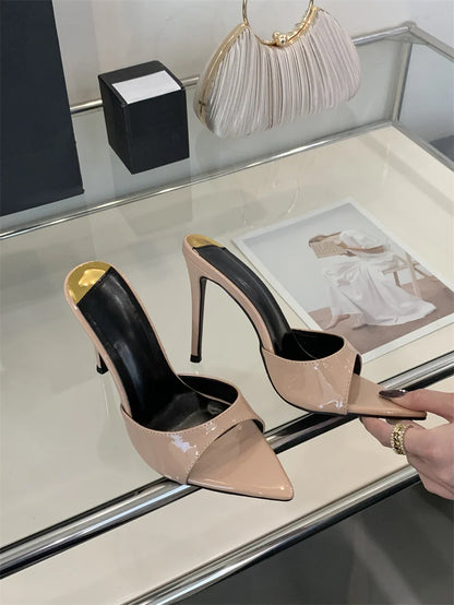 Hlieny 2026 Summer Fashion Stiletto Heels Women Pointed Toe Slippers Banquet Dress Sandals Party Wedding Mule Slides Shoes