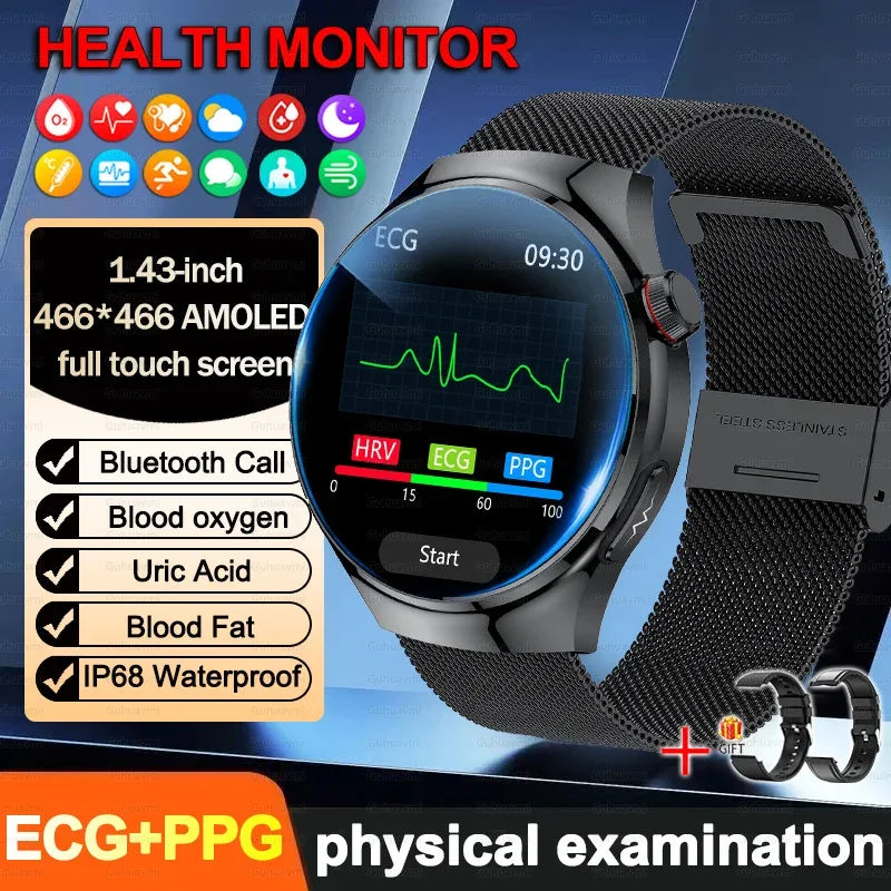 2026New For Man Smartwatches Outdoor Sport Smart Watch Men 1.43“ HD AMOLED Screen ECG physical examination BT5.0 Call smartwatc