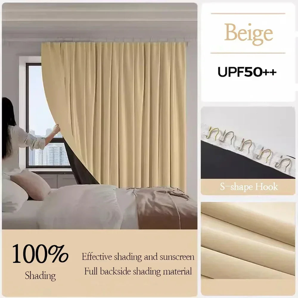 1PC 100% Blackout Curtain solid color High Shading Privacy Coated Insulated Lining Bedroom Living Room Partition Privacy Curtain