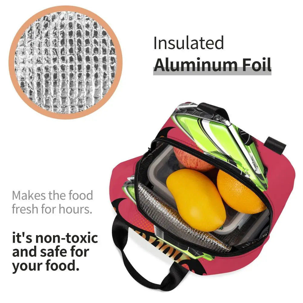 Custom Hot Wheels For Fans Thermal Insulated Lunch Bag Cartoon Sport Car Portable Lunch Container Travel Multifunction Food Box