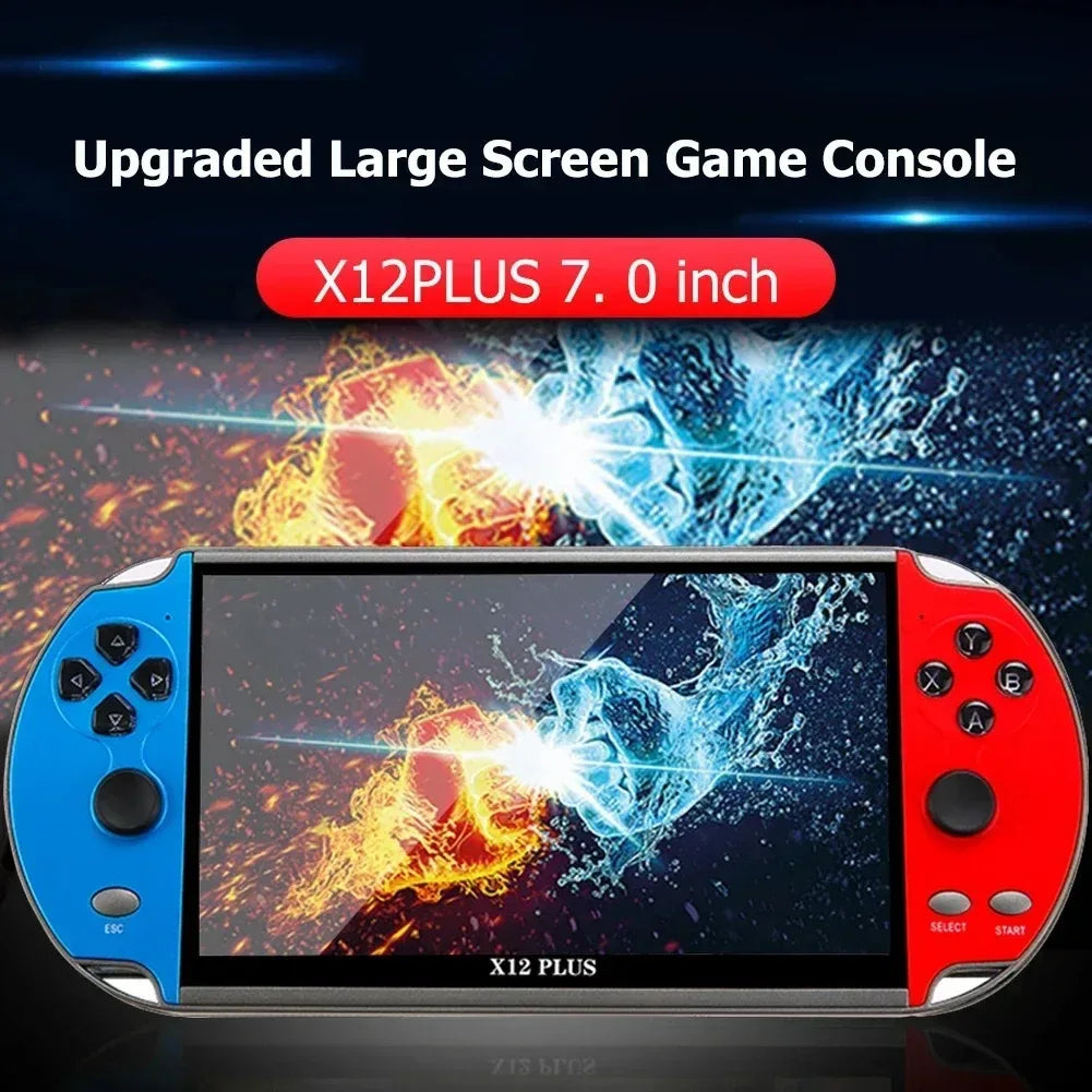 X12 Plus Portable Gaming Console, 7.0-inch HD screen, Portable Audio-Video Player, Classic Games, Over 10,000 Free Built-in Game