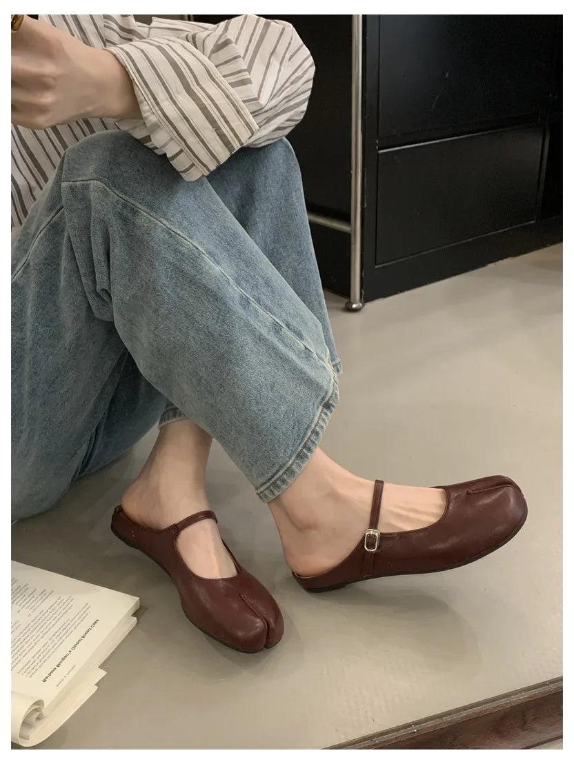 Women Tabi Ninja Slippers Brand Mules Soft Microfiber Comfy Flats Fashion Split Toe Slides Casual Loafer Shallow Ballerina Mujer
