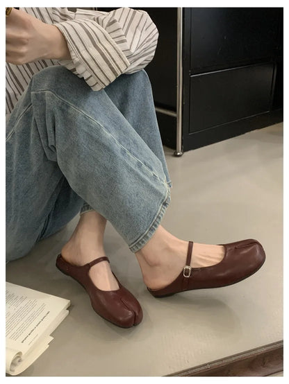 Women Tabi Ninja Slippers Brand Mules Soft Microfiber Comfy Flats Fashion Split Toe Slides Casual Loafer Shallow Ballerina Mujer