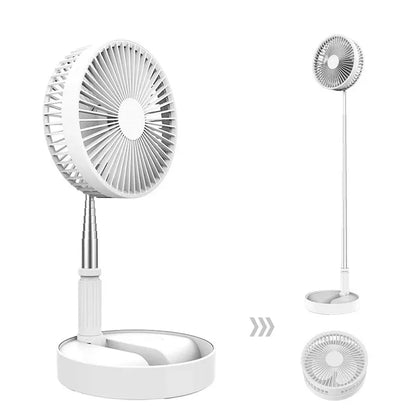 Foldable Telescopic Wireless Portable Desk Fan Usb Rechargeable Built-In Battery Oscillating Standing Air Cooling Fan