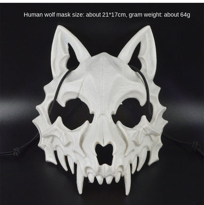 Halloween Mask Half-face Mask Cos Dragon God Fierce Tiger Night Fork Tengu Man Wolf Mask Performance Skull Masks