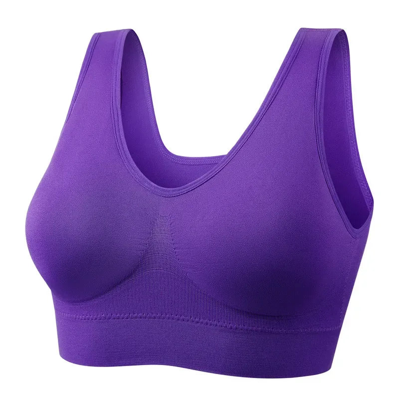 Active Women Bras Sports Plus Size Ladies Yoga Top Underwear Padded Fitness Running Vest Wire Free Brassiere S-4XL