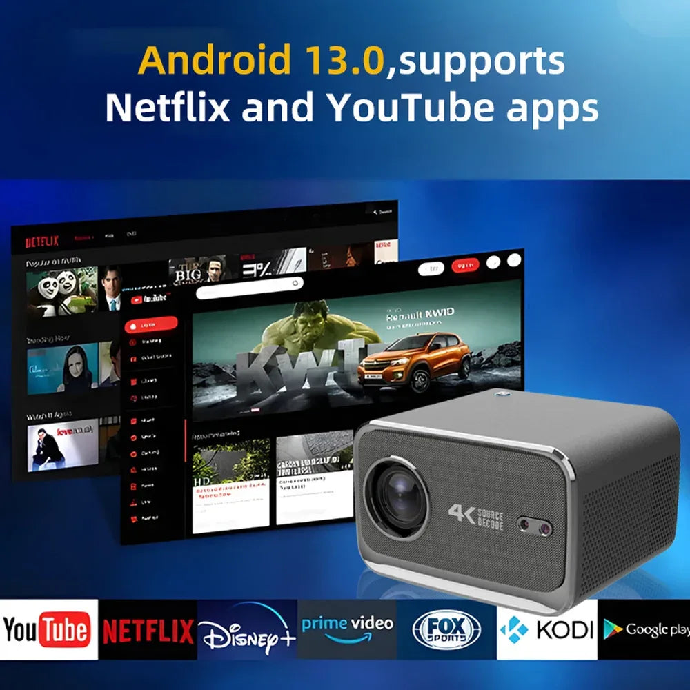 WZATCO P20 PLUS Android 13.0 Smart WiFi 6G 4K Full HD 1080P LCD LED Projector Auto Focus Video Home theater Proyectors with RJ45