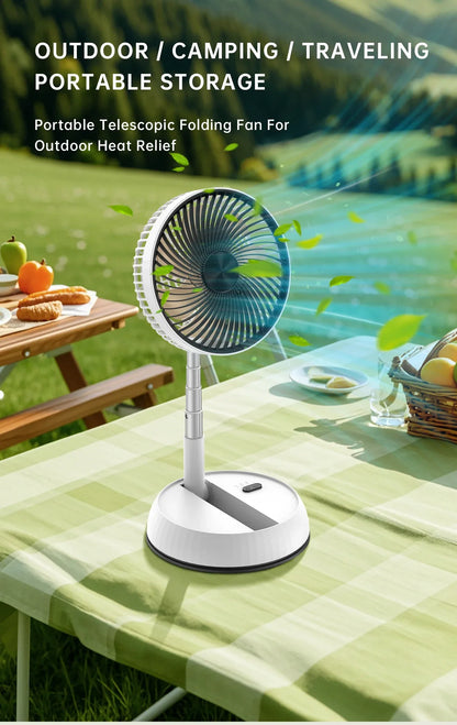 Portable Oscillating Standing Fan with Remote Controller Foldable Desk Fan Rechargeable Battery Powered Pedestal Fan for Camping