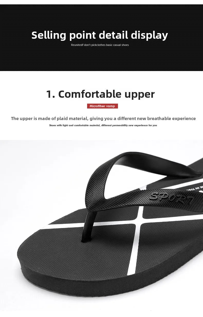 Men's Summer Flip Flop Fashionable Outdoor Slippers Casual Vacation Beach Shoes Indoor Bathroom Non-slip Flip-flops Sandals
