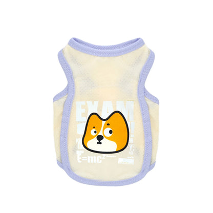 Summer Dog Clothes - Ice Silk Cooling Vest for Pets, Breathable Mesh Puppy Tank Top with Fun Animal Prints, Anti-Heat & UV Prote