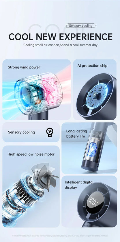 Lenovo Portable Ice Cooling Mini Handheld Fan 100 Speeds Powerful Fan High-speed USB Rechargeable Cooler with Phone Stand