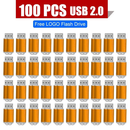 100PCS USB 2.0 Pendrive 128GB 64GB 32GB 16GB 8GB USB Flash Drive 4GB 2GB Free Laser Logo 2.0 USB Flash Drive Stick Best Gift