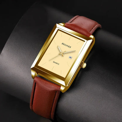 2pcs/set Square Couple's Watch, PU Leather Strap, Quartz Movement | Gifts for Men or Women | Valentine's Day Gifts