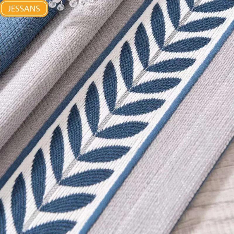 New Baby Velvet Seamless Stitching Wheat Ears Standing Edge Living Room Bedroom Blackout Curtain Blue Pink Nordic Simple Rhj
