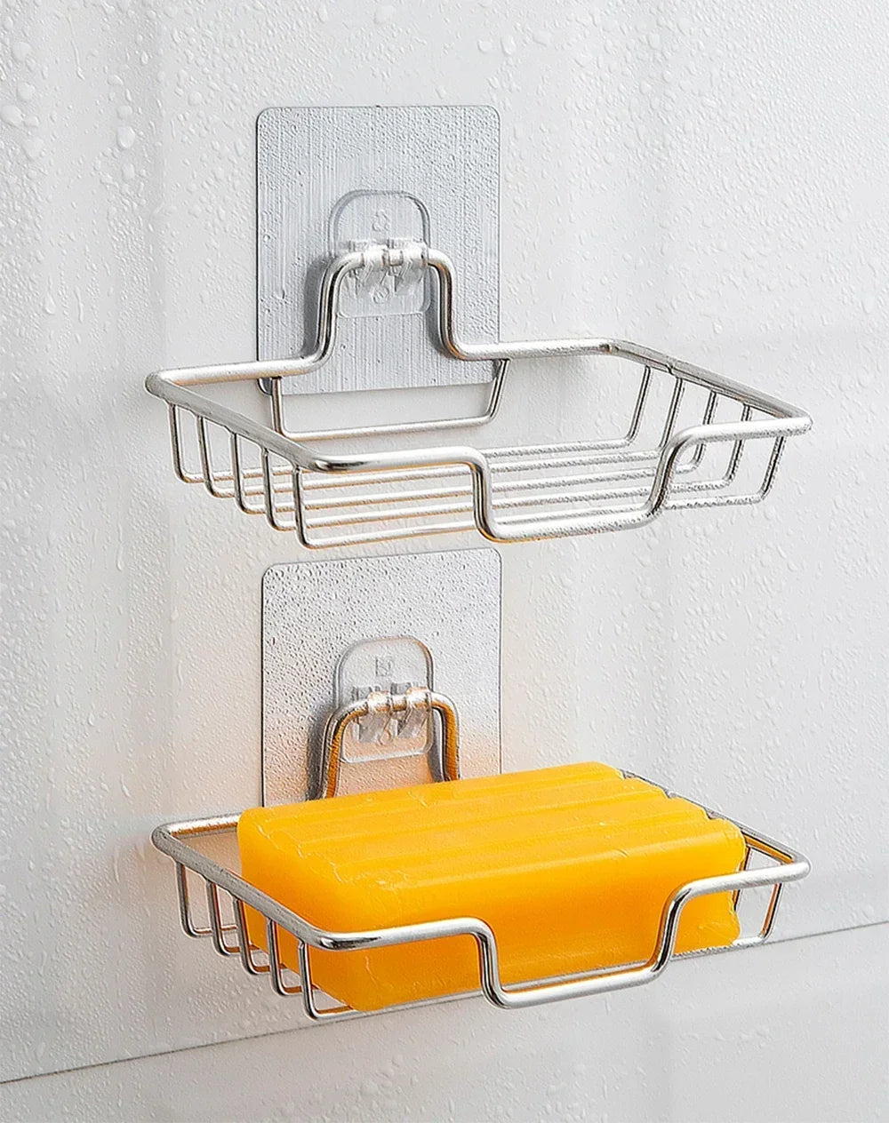 1Pcs Bathroom Soap Holder Wall Mounted Soap Rack Holder Stainless Steel Self Adhesive Soap Rack Wall Mounted Dish
