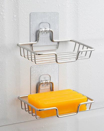 1Pcs Bathroom Soap Holder Wall Mounted Soap Rack Holder Stainless Steel Self Adhesive Soap Rack Wall Mounted Dish