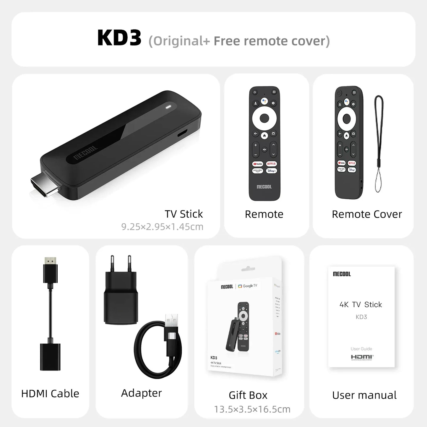 MECOOL KD3 Android 11 TV Stick with Dolby Audio 2+8G Google Certified Google TV Stream Media Receiver Stick Home Media Player