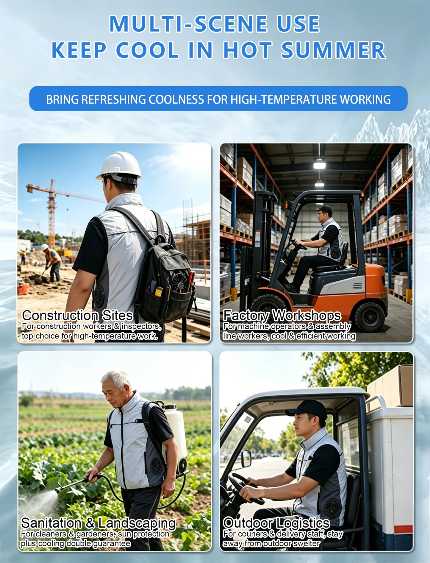 G-MACHT Men Short Sleeve 4Fans Cooling Jacket USB Air Conditioning Clothing Outdoor Work Fishing Heat Protection Cooling Vest