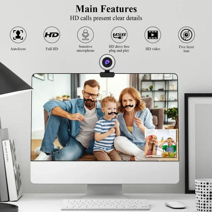 4K Webcam Mini Camera Full HD Webcam With Ring Fill Light Microphone USB Live Broadcast For Youtube PC Laptop Video Shooting