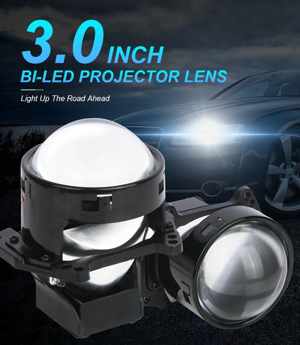 2PCS 3 Inch Bi LED Projector Headlights Lenses for Hella LED Lights Projector 130W 60000LM Diode Headlamp Car Accessories